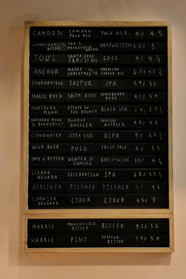 Beer board at Bundobust Manchester